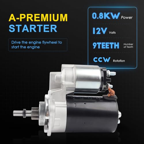 16450N Starter Motor Compatible with Porsche 914 1974-1975 1.8L, Volkswagen Beetle 1970-1979 1.6L, Super Beetle 1972-1980 1.6L, 111911023, BAA-911-023B, 6004AA0021 - color: 16450