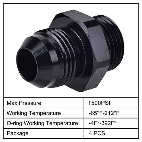EVIL ENERGY 10AN Flare to 10AN ORB Male 2PCS Fuel Rail Adapter Fitting Black - size: 10AN ORB to 10AN