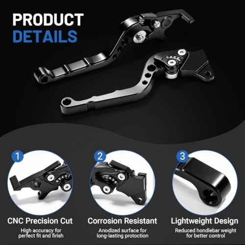 OUKENS 2PCS Clutch Lever, Adjustable Dirt Bike Clutch Lever, Motorcycle Handlebar Brake Clutch Lever, Aluminum Alloy Handlebar Control Levers Set for Braking System(Black)