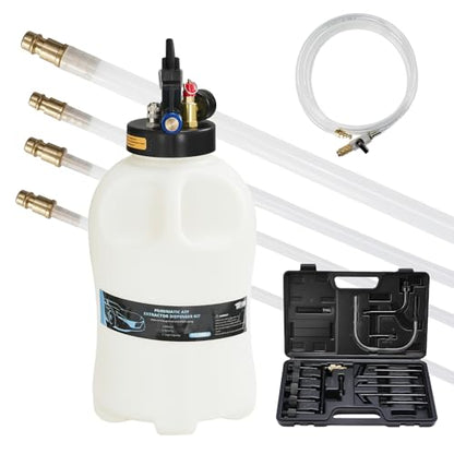 TUFFIOM 10L Transmission Fluid Pump Kit, Pneumatic 2 Way Oil and Liquid Extractor & Dispenser with 15 ATF Adapters, for Automotive Fluid Transfer, Tractor, Motorcycle