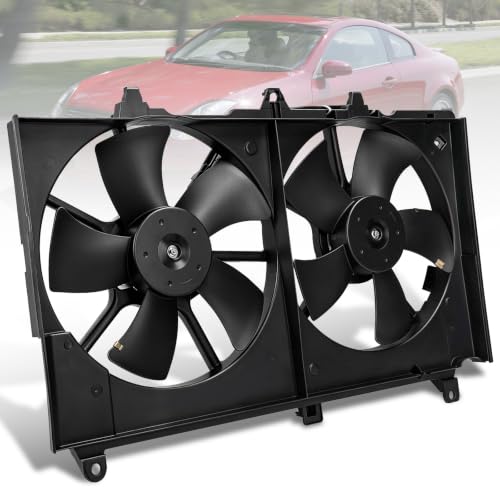 Engine Cooling Radiator Fan Assembly Fit for nfiniti G35 2003-2007 V6 3.5L, Nissan 350Z 2003-2007 V6 3.5L, Reference Number 620429, 631210, 620980, 75628, 21481CD000, 21481CF40B - size: 620429, 620980