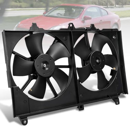 Engine Cooling Radiator Fan Assembly Fit for nfiniti G35 2003-2007 V6 3.5L, Nissan 350Z 2003-2007 V6 3.5L, Reference Number 620429, 631210, 620980, 75628, 21481CD000, 21481CF40B - size: 620429, 620980