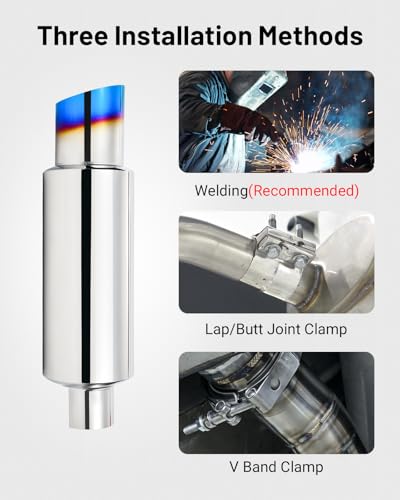 EVIL ENERGY 2 inch Muffler 2" Inlet (OD) 3" Outlet Exhaust Muffler - color: Blue, size: 2" Inlet 3" Outlet
