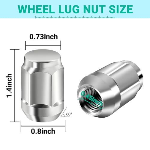 Golf Cart Chrome Wheel Lug Nuts, Club Car EZGO Lug Nuts for Club Car,EZGO Golf Cart, Size 1/2"-20, Chrome Set of 16 Pack - color: Silver