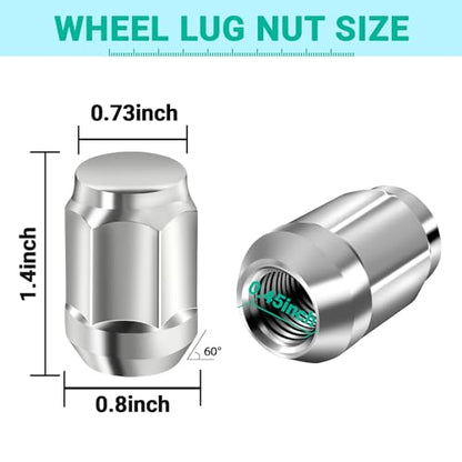 Golf Cart Chrome Wheel Lug Nuts, Club Car EZGO Lug Nuts for Club Car,EZGO Golf Cart, Size 1/2"-20, Chrome Set of 16 Pack - color: Silver