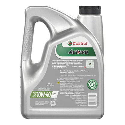 Castrol Actevo 10W-40 4T Synthetic Blend Motorcycle Oil, 1 Gallon, 3 Pack - size: 4 Quart Jug, Pack of 3, style: Conventional