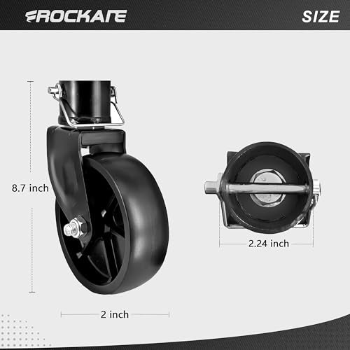 Rockane 6" Black Trailer Jack Swivel Caster Wheel Replacement, 1200Lbs - size: 1200LBs Black