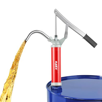 OMT 55 Gallon Drum Pump, Lever Action Barrel Pump for 15 to 55 gal Drums - color: Red Lever Action Steel Pump