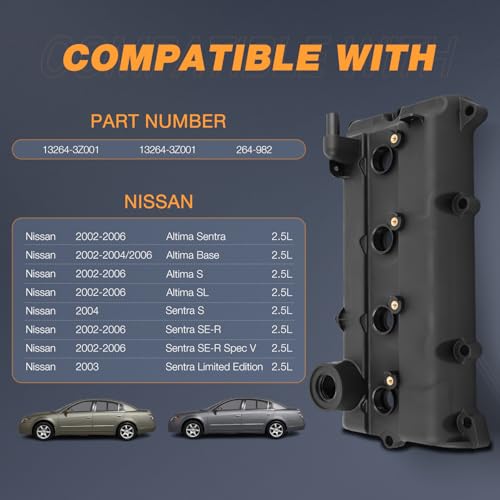 Nilight Engine Valve Cover with Gasket Replace# 132643Z001 264982 - size: for Nissan Altima S SL 2002-2006