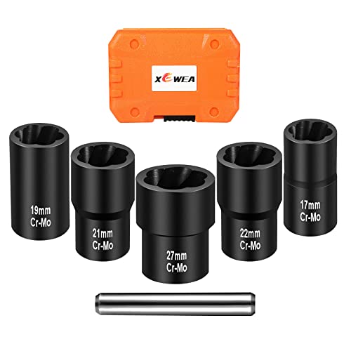 XEWEA 6PCS Impact Lug Nut Extractor Set, Wheel Lock Removal Kit - color: 6pcs 1/2" Drive