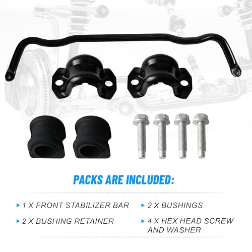 Upgrade 55398938AC Front Suspension Stabilizer Bar Compatible with 2009-2010 Dodge Ram 1500,2011-2018 Ram 1500,2019-2022 Ram 1500 Classic 4WD (Sway Bar) (Sway Bar with Bushing Kit) - size: Sway Bar With Bushing Kit