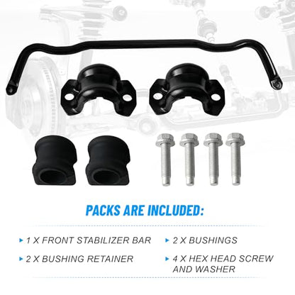 Upgrade 55398938AC Front Suspension Stabilizer Bar Compatible with 2009-2010 Dodge Ram 1500,2011-2018 Ram 1500,2019-2022 Ram 1500 Classic 4WD (Sway Bar) (Sway Bar with Bushing Kit) - size: Sway Bar With Bushing Kit