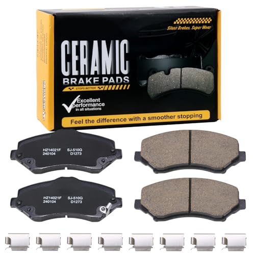 D1273 Front Ceramic Brake Pads Kit Fit For Dodge Nitro 2007-2011, For Grand Caravan 2008-2011, For Journey 2009-2011, For Jeep Liberty 2008-2012, For Wrangler 2007-2017 - style: HZ1273