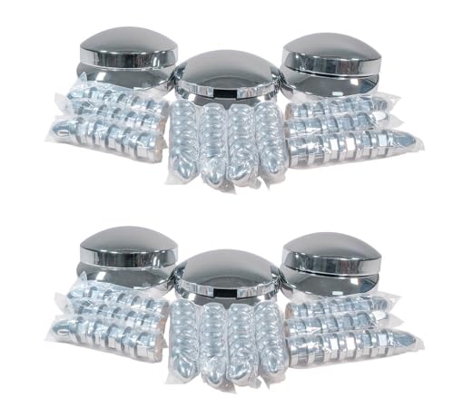 Mytee Products 2 Pack Steel Chrome Axle Wheel Cover Set - Includes (2) Front Hub Caps, (4) Rear Hub Caps, (60) Lug Nut Covers 33mm for Semi Truck | Axle Cover Combo Kit - size: 2 - Pack