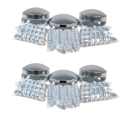 Mytee Products 2 Pack Steel Chrome Axle Wheel Cover Set - Includes (2) Front Hub Caps, (4) Rear Hub Caps, (60) Lug Nut Covers 33mm for Semi Truck | Axle Cover Combo Kit - size: 2 - Pack