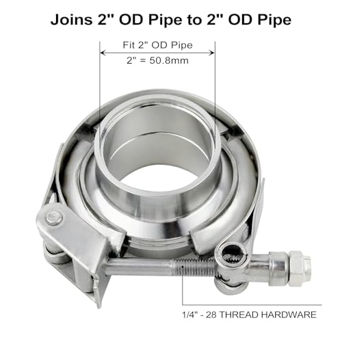 ROADFORMER 2 inch V Band Clamp with Flanges, Quick Release, 2 Pack - size: 2 inch