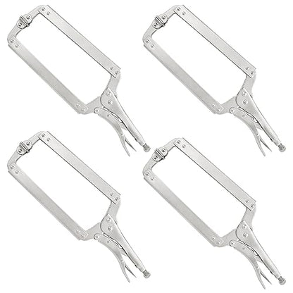 4 Pack 18 Inch C Clamp Locking Pliers,Locking C Clamp, Adjustable Nickel Plated C Pliers For Wood Working, Welding, Electrician Maintenance and more, by GENHAKON - size: 4 Pack 18 Inch