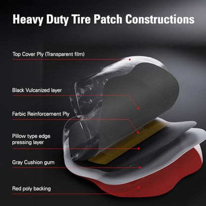 CKAuto 10 pcs Bias Tire Patches Heavy Duty 5-5/16" x 5-5/16" for Bias Tires - size: Dia 135mm 10pcs