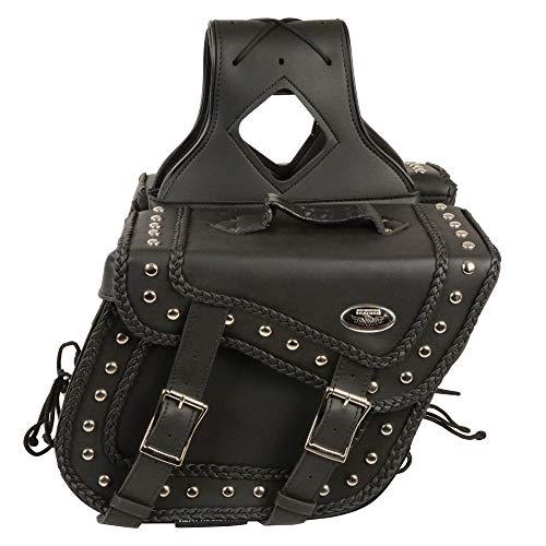 Milwaukee Leather Black Universal Fit PVC Braided Zip-Off Throw-Over Motorcycle Saddlebags - Large/Medium - MD - color: SH66301ZB-BLACK, size: Medium