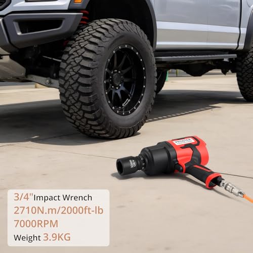 Proster 3/4" Air Impact Wrench 2000Ft-Lbs Torque 7000RPM w/ 32/33mm Sockets - size: 3/4 Inch