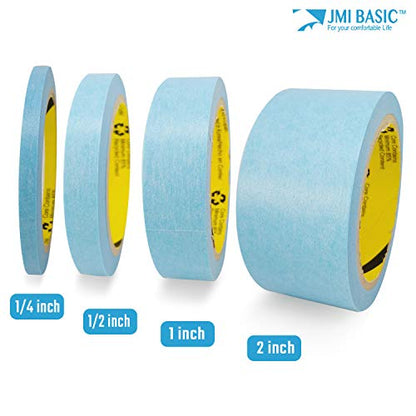 Blue Painters Tape Washi Paper - Assorted Size Multi Pack 44 Yard - No Residue Masking Tape for Painting Drafting Craft - Delicate Surfaces - Heat Resistant - Thin Thick (1/4 x 1/2 x 1 Inch - 6pK) - size: 1/4" x 1/2" x 1" Inch - 6pK