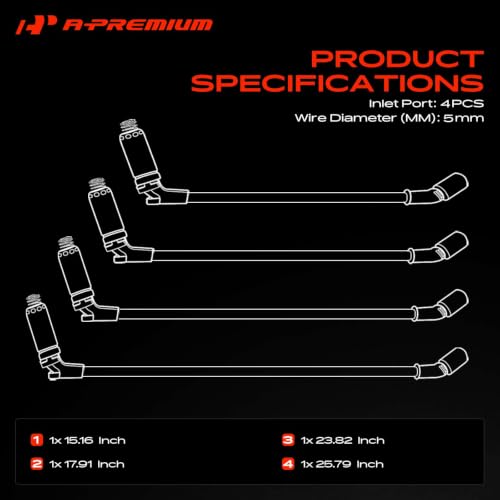 A-Premium 5MM Spark Plug Wires Set of 4 Compatible with Toyota & Geo