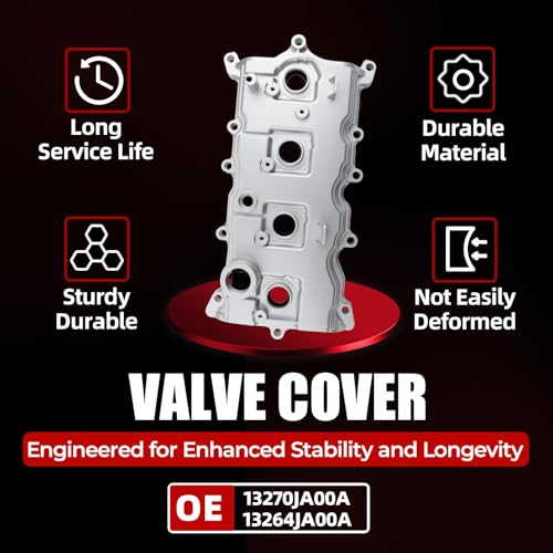 MITZONE Aluminum Valve Cover Compatible with Nissan Altima 2007-2013 Rogue 2008-2013 Sentra 2007-2012 2.5L Replace 13270JA00A 13264JA00A, with Cap Tube & Gasket - color: silver aluminum