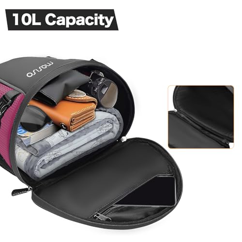 MOSISO Motorcycle Tail Bag Waterproof Polyester Storage Saddle Bag,Rose Red - color: Rose Red