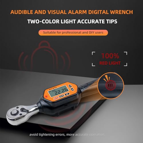 Digital Torque Wrench, 73.7 Ft.lbs/3-100 N.m, 1/2 in Drive Rachet Torque Wrench with Buzzer & LED Indicator Four Units of Measure Torque Wrenches Digital - size: 1/2-100 Nm