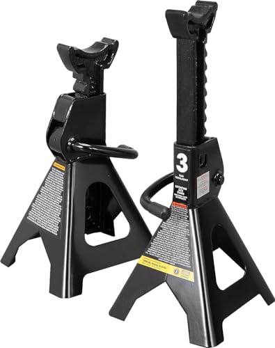 Torin AT43202B-1 Steel Jack Stands: 3 Ton (6,000 lb.) Capacity, Black, 1 Pair - size: 3 TON, style: Normal