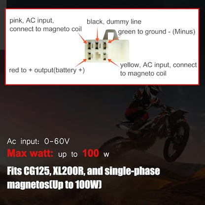 12V 5-Wire Full-Wave Voltage Regulator Rectifier - Compatible with GY6 Scooters, ATVs, UTVs, Golf Carts, Lawn Mowers, Dirt Bikes, Motorcycles, and DIY Engines (Magneto up to 100W)