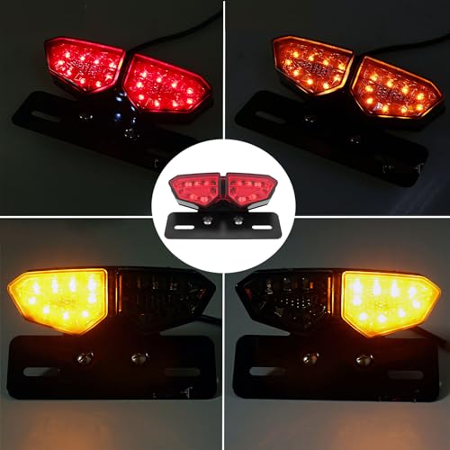 Red Motorcycle Tail Light with License Plate Bracket - color: Red