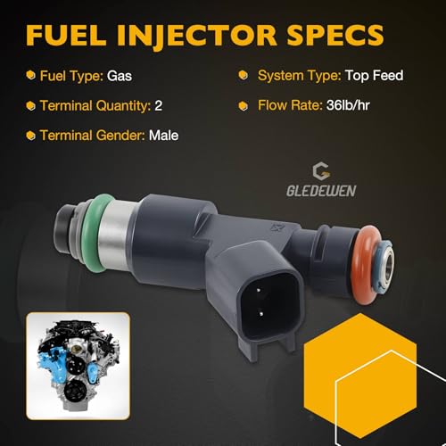 FJ977 Fuel Injector Set 8Pcs 4Holes, Compatible with 2007-2009 Chevrolet GMC Tahoe Suburban Avalanche Silverado Express 1500 Yukon Savana 1500 Sierra 1500 5.3L V8 Engine, Replace# 217-2436