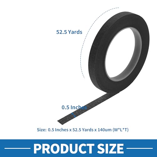 Painters Tape Easy Removal 0.5 Inches x 52.5 Yards Black - color: Black, size: 0.5 Inches x 52.5 Yards