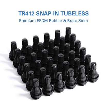 CKAuto TR412 Tubeless Rubber Snap-in Tire Valve Stems, Black, 5 Pcs/Bag - size: TR412