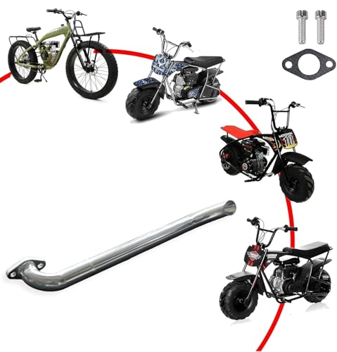 JMCHstore Header Pipe for Lifan 79cc/105cc Engine for Coleman B100 RB100, Mega Moto MMB80 MMB105, Phatmoto Gas Bike, Motovox MBX10 Orxyearth Dirt Kids Mini Bike MMK80 Go Kart (Silver) - color: silver