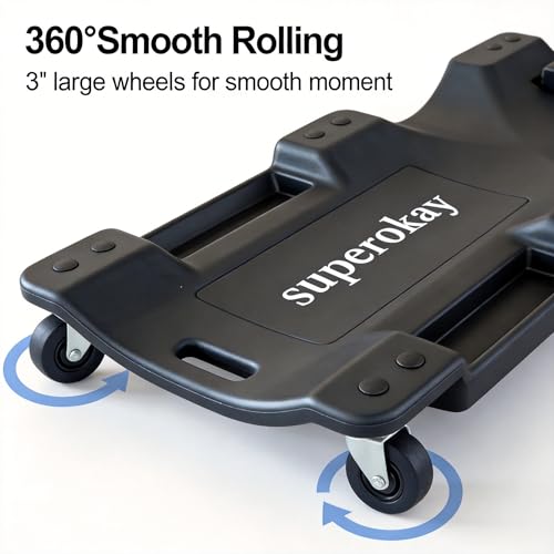 superokay Mechanic Creeper, 40 Inch Low Profile, 350Lbs, 6 Swivel Casters