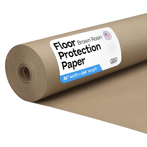 Brown Rosin Masking Paper 36" x 1992" (166 feet, 498 sq.ft.) – Thick Floor Covering (66 lb Thickness) - USA-Made Masking Paper for Painting and Construction, Surface Protection by IDL Packaging - color: 36"x166', Thick, Brown, size: 1 Roll