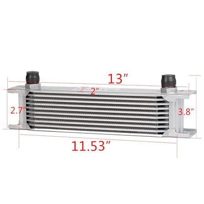 G-PLUS10 Row AN10-10AN Universal Engine Transmission Oil Cooler Radiator Oil Cooler Condenser Silver Aluminum - color: Silver, size: 10 Row AN10