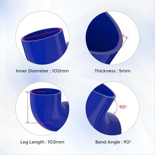 Endure 90 Degree Silicone Elbow Intake Hose 4-Ply, 4"(102mm) - Blue - color: Blue, size: ID - 4Inch(102mm)