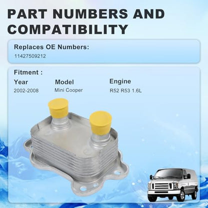 Engine Oil Cooler Assembly 11427509212 fit for 02-08 Mini Cooper 1.6L - color: 11427509212