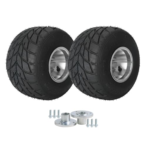 Rear 11x7.10-5 Racer Go Kart Wheels Tire 11x7.10x5 Tubeless Tire w/23T 24mm 3 Stud Wheel Hub for Mini Bike ATV Quad Drift Trike Lawn Mower - size: 11x7.10-5 in
