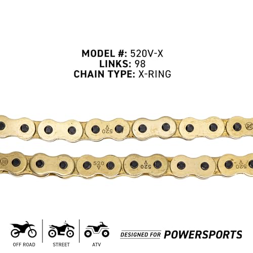 NICHE Drive Sprocket Chain Combo for Yamaha YFZ450 YFZ450SE Front 14 Rear 38 Tooth 520V-X X-Ring 98 Links - size: X-Ring Chain