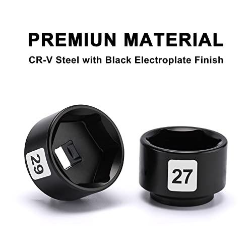 Mayouko 7 Pieces 3/8" Drive Low Profile Oil Filter Wrench Socket Set, Oil Filter Cap Remove and Install Tool Kit, 24mm, 25mm, 27mm, 28mm, 29mm, 32mm, 36mm, CR-V - size: 7PCS- 24,25,27,28,29,32,36mm