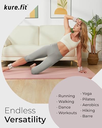 Pilates Wrist & Ankle Weights | Adjustable Weighted Bangles | 1/2/3LB Each - color: Beige, size: 2 LB