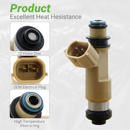 Fuel Injectors Set of 4 Compatible with Subaru Impreza 2005-2011 Forester 2005-2010 Saab 9-2X 2005-2006 2.5L H4 SOHC # Replace FJ858 16611AA680 842-12338 297-0006 16611-AA680 - size: 858