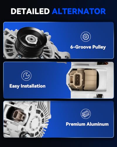 New Alternator Replacement for 2009-2012 Ford Escape, 2010-2012 Fusion, 2009-2011 Mercury Mariner, 2010-2011 Milan, 2009-2011 Mazda Tribute, 3.0L V6,12V 150A 6-Groove Pulley, 11411N - size: 11411N