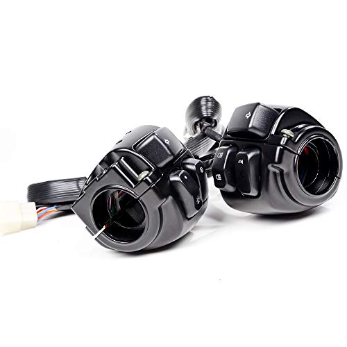 2X Switches Control with Wiring Harness and Left Right Master Cylinder Reservoir Brake Lever Compatible with 1996-2012 Harley Softail Dyna Sportster V-Rod 1 inch Handlebar - color: Black, size: Handlebar Switch + Brake Levers