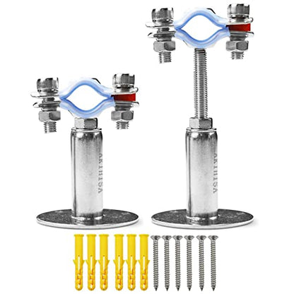 AKIHISA 2 Pcs 304 Stainless Steel Pipe Supports, Wall Mount Ceiling Mount Pipe Hanger, Pipe Holder for OD Pipe 15-19MM Adjustable Height Range 50-100mm - size: 15-19mm, style: Adjustable Height 50-100mm