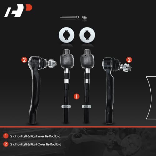 A-Premium Front Inner & Outer Tie Rod End Kit Fix Uneven Tire Wear